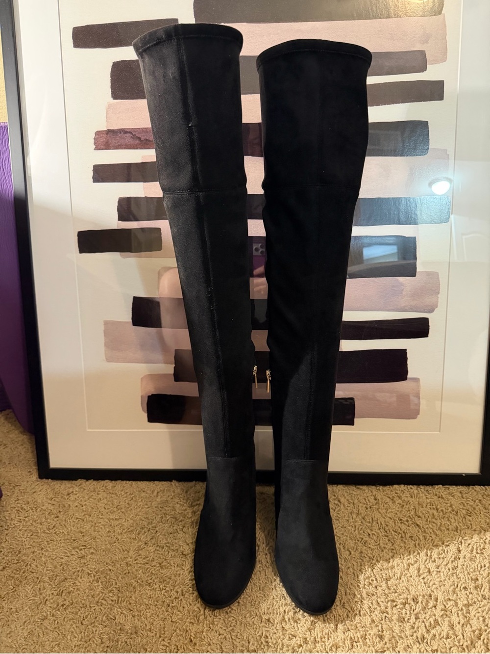 Kenneth Cole Josie Black Over-the-Knee Women's Boots 8.5 Faux Suede